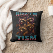 Rizz Em With The Tism Meme 自閉症 楽しい アライグマ クッション (ブランケット)