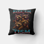Rizz Em With The Tism Meme 自閉症 楽しい アライグマ クッション (裏面)
