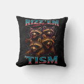 Rizz Em With The Tism Meme 自閉症 楽しい アライグマ クッション (正面)