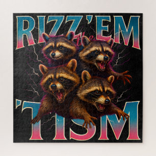 Rizz Em With The Tism Meme 自閉症 楽しい アライグマ ジグソーパズル