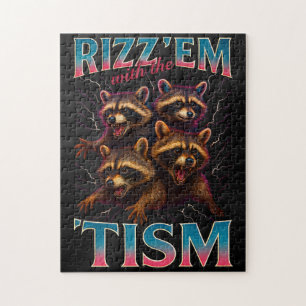 Rizz Em With The Tism Meme 自閉症 楽しい アライグマ ジグソーパズル