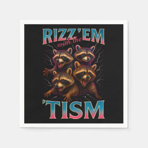 Rizz Em With The Tism Meme 自閉症 楽しい アライグマ スタンダードカクテルナプキン