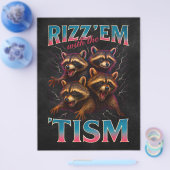 Rizz Em With The Tism Meme 自閉症 楽しい アライグマ チラシ (シングル)