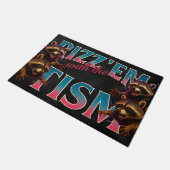 Rizz Em With The Tism Meme 自閉症 楽しい アライグマ ドアマット (アングル)