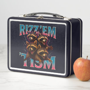 Rizz Em With The Tism Meme 自閉症 楽しい アライグマ メタルランチボックス