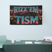 Rizz Em With The Tism Meme 自閉症 楽しい アライグマ 横断幕 (トレードショー)