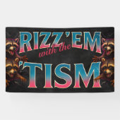 Rizz Em With The Tism Meme 自閉症 楽しい アライグマ 横断幕 (横)