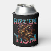 Rizz Em With The Tism Meme 自閉症 楽しい アライグマ 缶クーラー (缶正面)