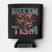 Rizz Em With The Tism Meme 自閉症 楽しい アライグマ 缶クーラー (正面)