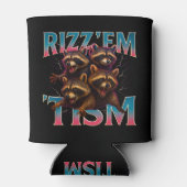 Rizz Em With The Tism Meme 自閉症 楽しい アライグマ 缶クーラー (裏面)