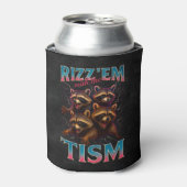 Rizz Em With The Tism Meme 自閉症 楽しい アライグマ 缶クーラー (缶正面)