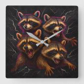 Rizz Em With The Tism Meme Autism Funny Racoon スクエア壁時計 (正面)