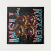 Rizz Em With The Tism Meme Autism Funny Racoon タペストリー (正面(横))