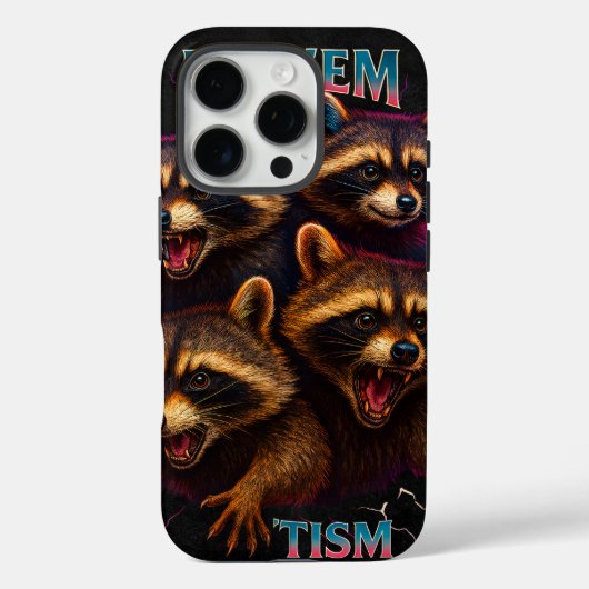 Rizz Em With The Tism Meme Autism Funny Racoon Case-Mate iPhoneケース (裏面)