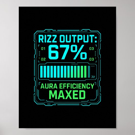 Rizz Output 67% Aura Efficiency Maxed Tech Gamer S ポスター (正面)