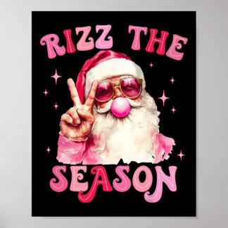 Rizz The Season Santa Pink Bubble Gum Rizzmas Chri ポスター