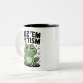 Rizz Them With the Tism Cool Frog ツートーンマグカップ (正面左)