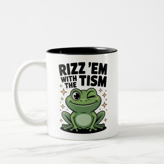 Rizz Them With the Tism Cool Frog ツートーンマグカップ (左)