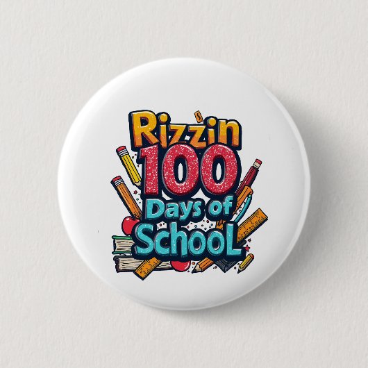 Rizzin 100日のGen Alpha おもしろい 缶バッジ (正面)