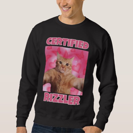 RIZZLER認定の猫ミーム スウェットシャツ (正面)