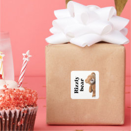 Rizzly cute teddy bear design funny quote スクエアシール