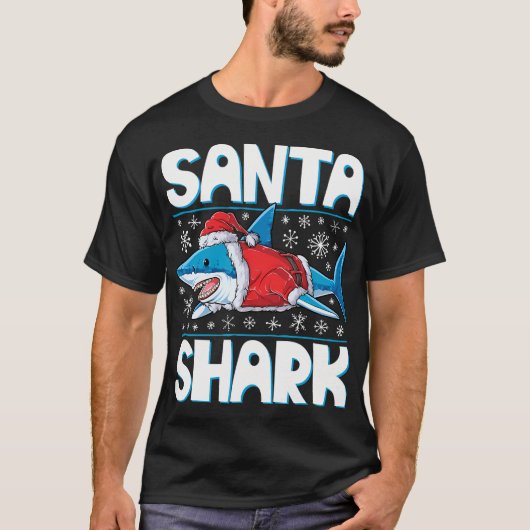 rkクリスマスTシャツボーイズメンサンタSharkmas Te Tシャツ (正面)
