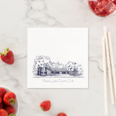 RLCCクラブハウススケッチ – 3プライ用紙ナプキン スタンダードカクテルナプキン (インサイチュ)