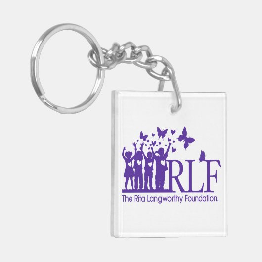 RLFのロゴの正方形(両面の) Keychain キーホルダー (正面左)