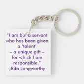 RLFのロゴの正方形(両面の) Keychain キーホルダー (裏面)