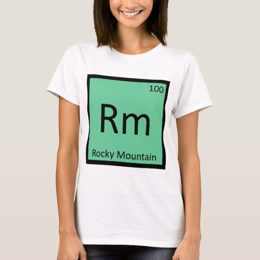 Rm - ロッキー山脈の遊脚馬 化学元素 tシャツ (正面)