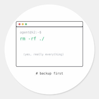 rm -rf / - デベロッパーステッカーギフト ラウンドシール