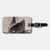 RMSのルシタニアはニューヨークシティ1907年着きます ラゲッジタグ (正面横)