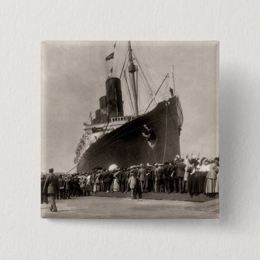 RMSのルシタニア、13 Septemeber 1907年の未婚の旅行 缶バッジ (正面)