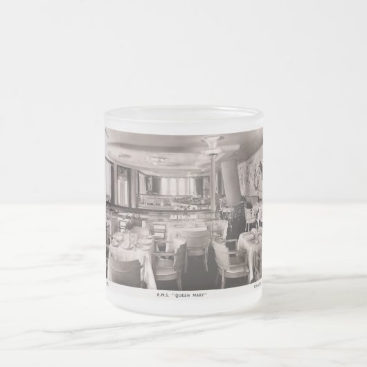 RMSの旅客船、メリーのグリルのヴィンテージ女王 フロストグラスマグカップ (中央)