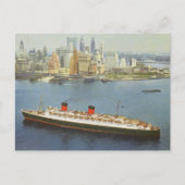 RMSクイーンエリザベスセーリングニューヨークハーバー ポストカード (正面)