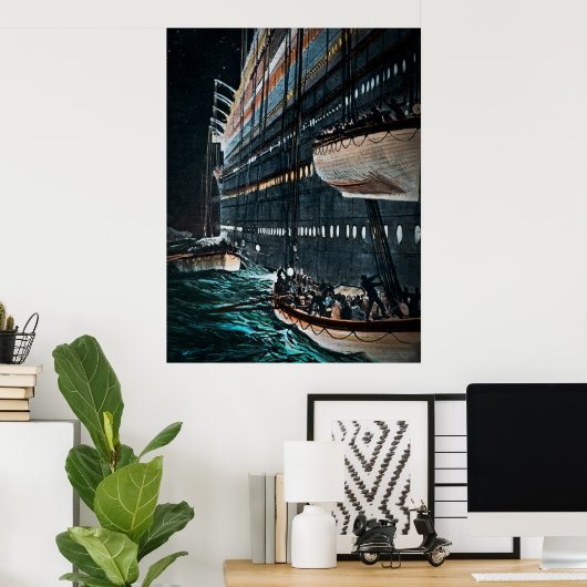 RMSタイタニックの救命艇がヴィンテージを下げる ポスター (ホームオフィス)