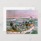 RMSタイタニックの生存者が翌朝、救命ボートに乗る ポストカード (正面/裏面)
