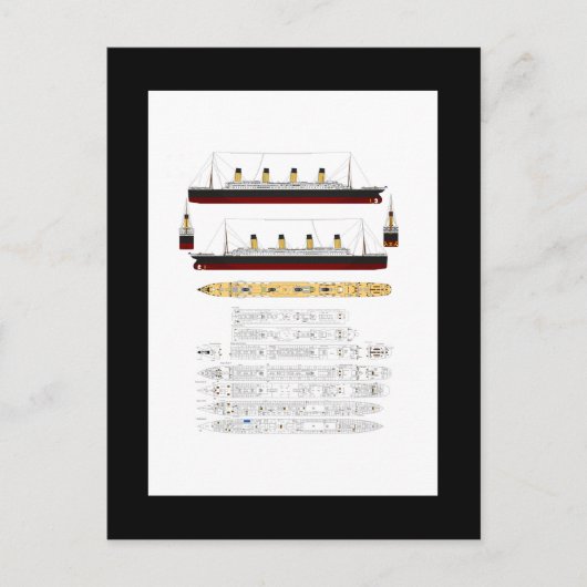RMSタイタニック号の図面と図解 ポストカード (正面)