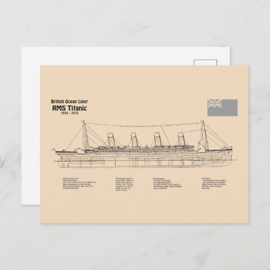 RMSタイタニック船の設計図プランSD ポストカード (正面/裏面)