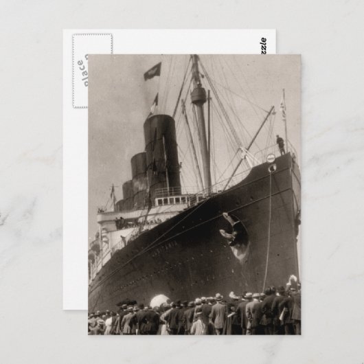 RMSルシタニアの処女航海、1907年9月13日 ポストカード (正面/裏面)