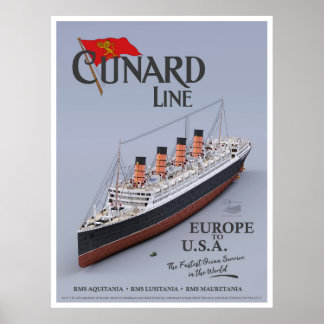 RMS Aquitania - Cunard Line (fiktives Plakat) ポスター