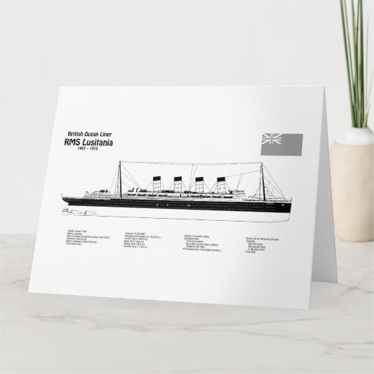 RMS Lusitania – 船舶設計図プランBD サンキューカード (正面)