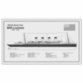 RMS Lusitania – 船舶設計図プランBD シール (正面)