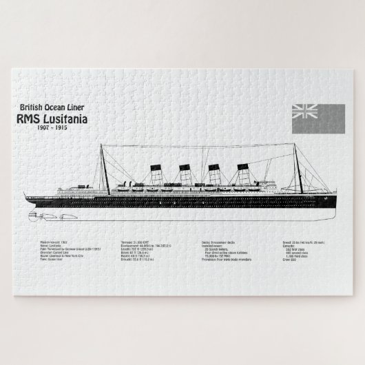 RMS Lusitania – 船舶設計図プランBD ジグソーパズル (横)