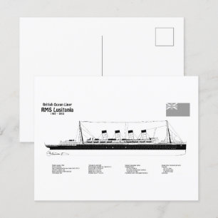 RMS Lusitania – 船舶設計図プランBD ポストカード