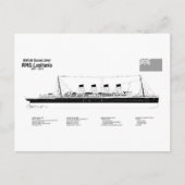 RMS Lusitania – 船舶設計図プランBD ポストカード (正面)