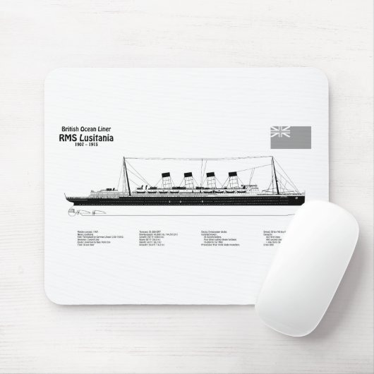 RMS Lusitania – 船舶設計図プランBD マウスパッド (マウス)