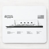 RMS Lusitania – 船舶設計図プランBD マウスパッド (正面)