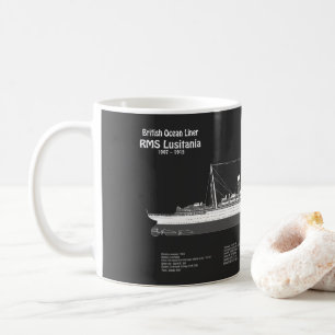 RMS Lusitania – 船舶設計図プランPBD コーヒーマグカップ