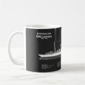 RMS Lusitania – 船舶設計図プランPBD コーヒーマグカップ (左)